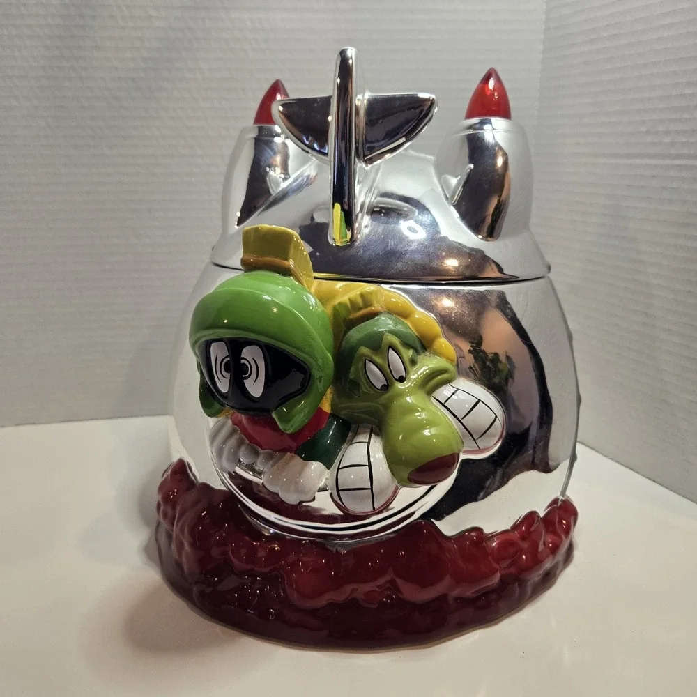 VTG RARE Marvin the Martian Daffy &  Porky Warner Bro's Cookie Jar Light Up Ship